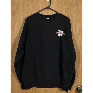 Vtg Y2K Trader Joe's Hibiscus Flower Sweatshirt Black Double Sided Unisex Sz XL